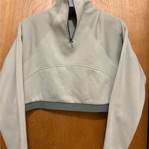Green Quarter-Zip Cropped Sweatshirt